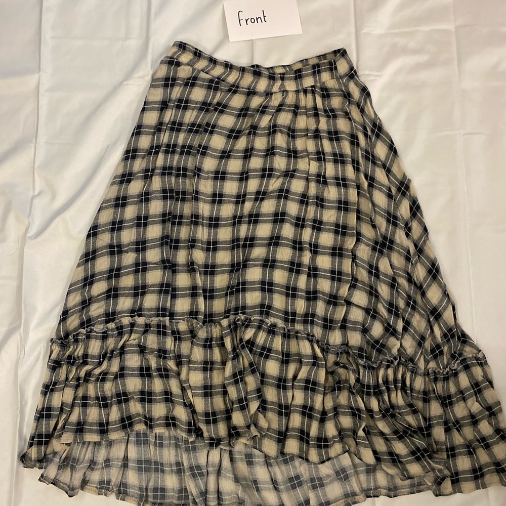 plaid american eagle longer high-low skirt, size S